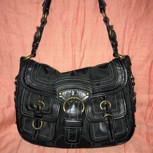 PRICE FIRM Black Coach Monogram Shoulder Bag